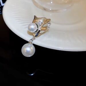Elegant Silver Pearl Drop Earrings